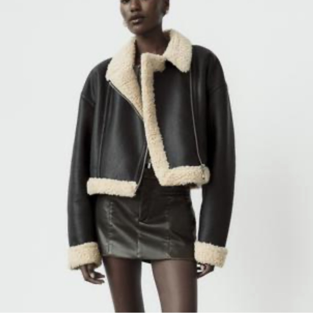 ZARA DOUBLE FACED JACKET BLACK - SMALL